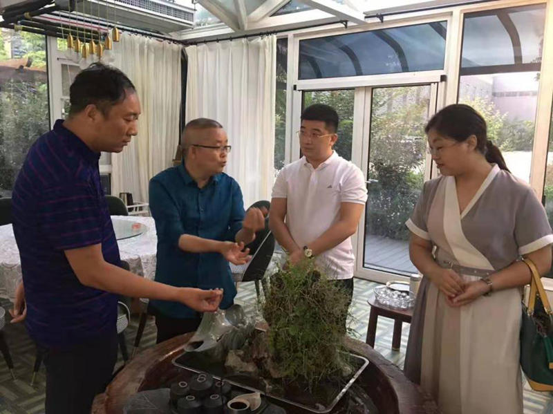 商會一行人員重點觀賞了表層苔蘚生成技術的展示